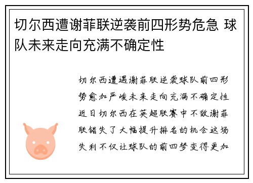 切尔西遭谢菲联逆袭前四形势危急 球队未来走向充满不确定性